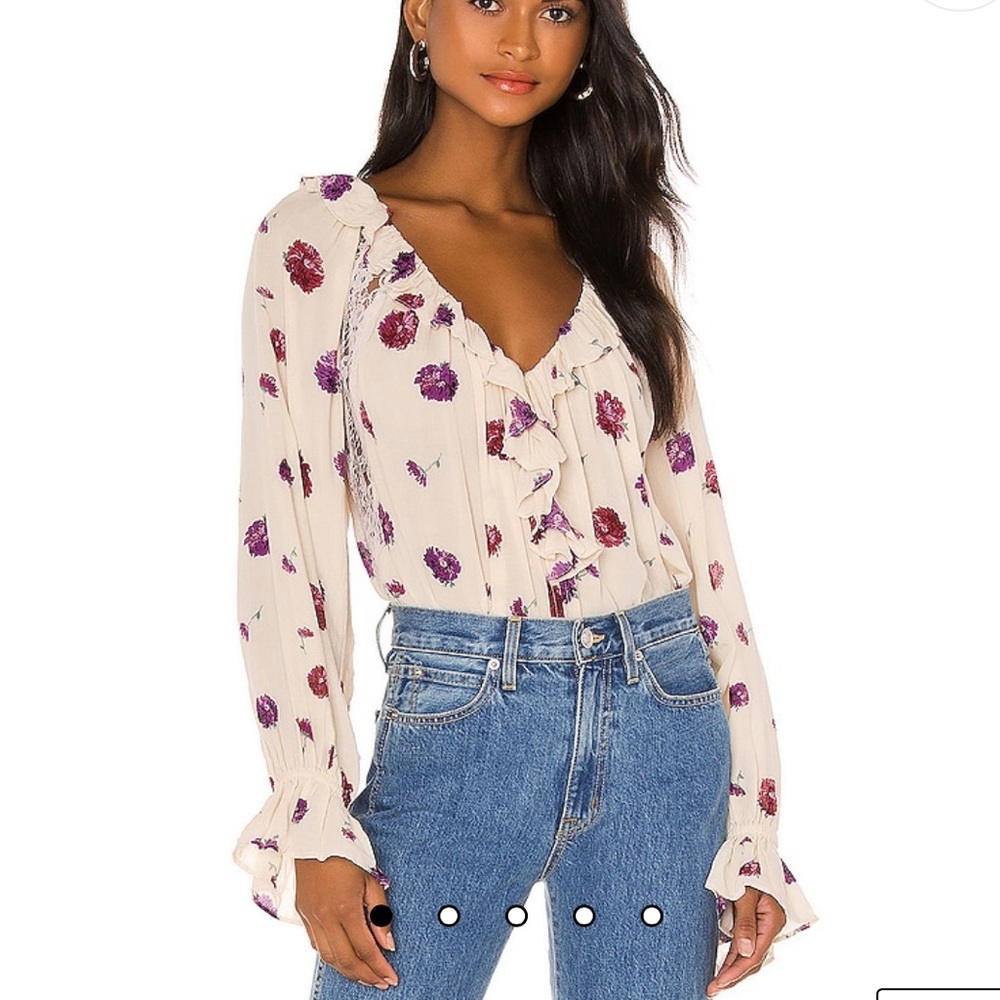 Free People Poppy Printed Bodysuit in Ivory Combo